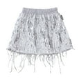 thumbnail image 3 of THDHVS Skirts for Girls,Short Skirt,Girls Kids Fringe Latin Dance Hip Skirt Mini Layered Tassel Flowing Skirt Ballroom Tango Performance 4-5 Years, 3 of 7