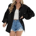 thumbnail image 2 of Chaqueta casual para mujer con manga abullonada, suave, agradable a la piel, transpirable, color puro, chaqueta con manga abullonada para mujer al aire libre en interiores, 2 of 6
