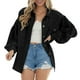 thumbnail image 2 of Chaqueta casual para mujer con manga abullonada, suave y agradable para la piel, transpirable, color puro, chaqueta con manga abullonada para mujer al aire libre interior negro M, 2 of 6
