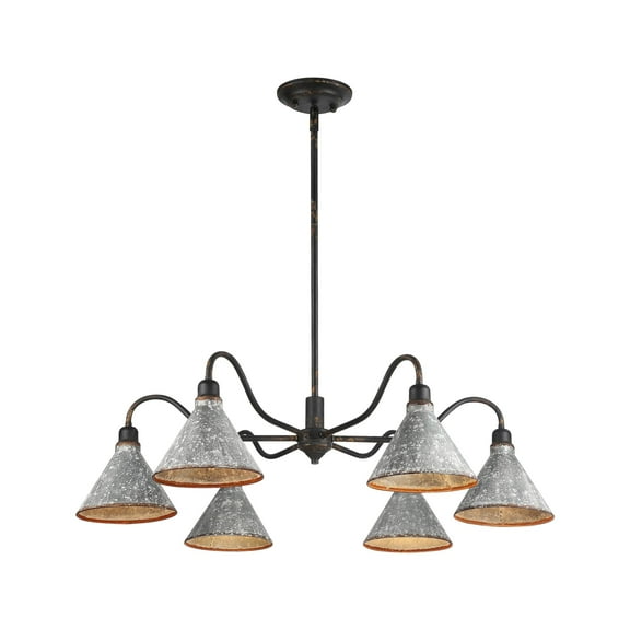 Wry Lighting Jasper 6-light Chandelier in Antique Black Iron
