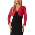 thumbnail image 1 of INSPIRAR CHIC Top de Mujer Elegante Cárdigan Corto de Manga Larga con Panel de Encaje Floral Suéter Top M Rojo, 1 of 5