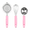 Pink PP handle, mesh sieve + egg white separator + egg beater, variant on Stainless Steel Balloon Whisk, Professional 304 Grade Egg Beater & Cream Mixer for Baking, Ergonomic Design with Hanging Loop, Modern Kitchen Essential in Rose Quartz & Stellar Blue