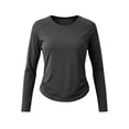 thumbnail image 5 of Scyoekwg Fitted Workout Tops for Women Raglan Side Drawstring Athletic Shirts Long Sleeve Slim Running Workout Casual Tee (Dark Gray,S), 5 of 9