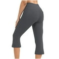 thumbnail image 4 of Dezsed Capri Pants for Women High Waist Workout Yoga Pants with Pockets Tummy Control Leggings Crop Straight Cropped Pants Dark Gray XL, 4 of 8