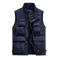 thumbnail image 1 of FGKKS Men Outdoor Vest Multi-Pocket Solid Color Fishing Director Reporter Work Waistcoat Photography Casual Vest Jacket Male, 1 of 4