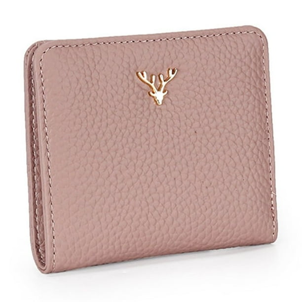 Sonducket Cartera corta y fina para mujer, monedero con múltiples botones y ciervos de Navidad, bolso de cuero con cremallera, tarjetero para Carteras Púrpura