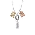 thumbnail image 2 of Delight Jewelry Silvertone White Open Plumeria Flower Flip Flop Multi-Colored Crystal Mom Charm Necklace, 2 of 5
