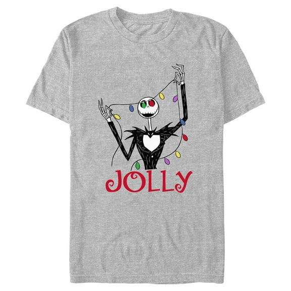 Men's The Nightmare Before Christmas Jack Jolly Christmas Lights Graphic Tee Athletic Heather Large