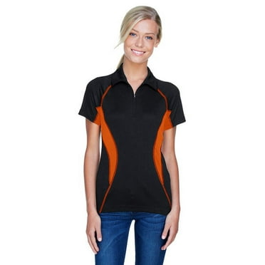 78657 North End Ladies Serac UTK Performance Zippered Polo Black/Mandarin L