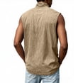 thumbnail image 3 of Lumtrix Mens Sleeveless Denim Shirts 1/2 Zip Collared Vintage Muscle Tank Tops Workout Loose Undershirts with Pocket Khaki L, 3 of 3