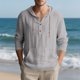 thumbnail image 1 of pstuiky camisas de hombre de manga larga, Suéter playero informal de manga larga con capucha y cordón ajustable para hombre Tops casuales para hombres s, 1 of 9