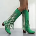 thumbnail image 2 of Green Women Knee High Suede Boots Side Zipper Comfortable Walking Heel, 2 of 7