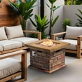 thumbnail image 4 of VENTOPYR Outdoor Propane 32-inch Square Fire Pit Table with Faux Brown Ledgestone, 4 of 8