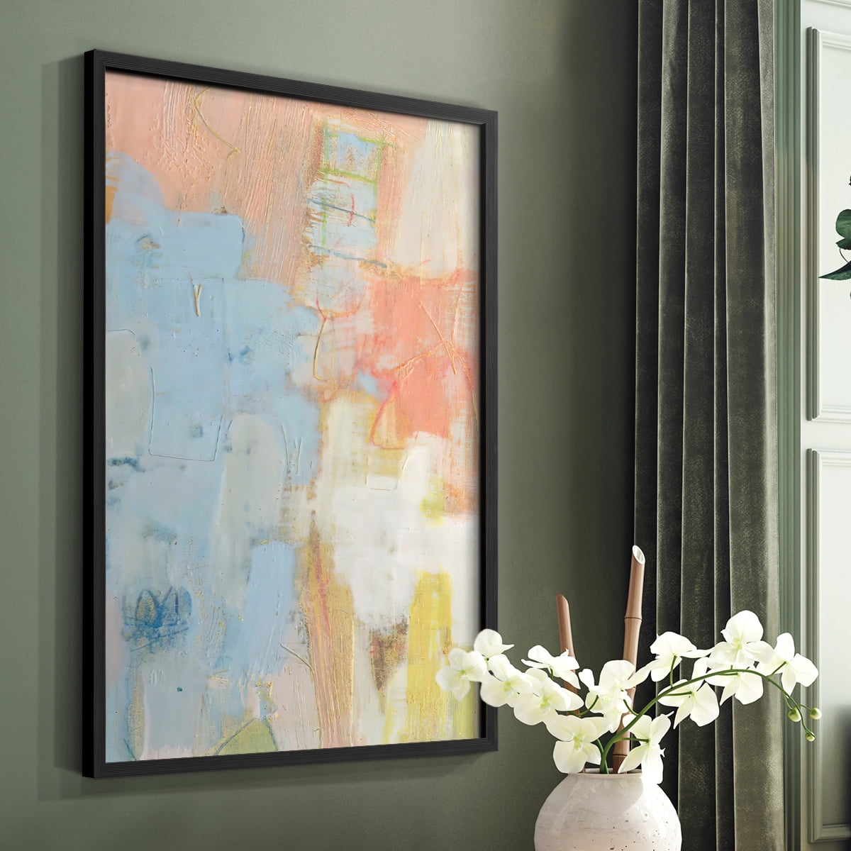 Cully I Framed Print in Black Solid Wood Framed Print No Nail Hanging
