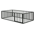 thumbnail image 6 of Gewnee Twin Size Toddler Bed, Metal Floor Bed Frame with Fence and Door,Black, 6 of 9