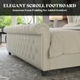 thumbnail image 4 of VanAcc California King Size Platform Bed Frame, Velvet Upholstered Sleigh Bed with Scroll Wingback Headboard & Footboard/Button Tufted, Cream, 4 of 7