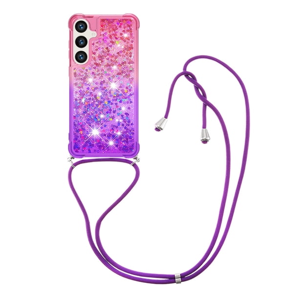 Funda para Samsung Galaxy S24 FE 5G Brillantina Líquida Divertida Reluciente y con Cristales en Movimiento Cuerpo Cruzado con Cordón Ajustable
