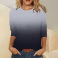 thumbnail image 2 of LEAVINGSUO Ladies Fashion New T-Shirt Plus Size Women's Fashion Printed Mid-length 3/4 Sleeves Round Neck Casual Tops T-Shirt, 2 of 5