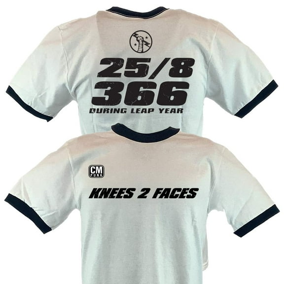 CM Punk Knees 2 Faces 25/8/365 White Ringer Mens T-shirt 3XL