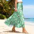 thumbnail image 4 of LWavelet Women Floral Print Maxi Skirt Elastic Waist With Pockets Boho Summer Long Skirt Light Green 2XL, 4 of 5