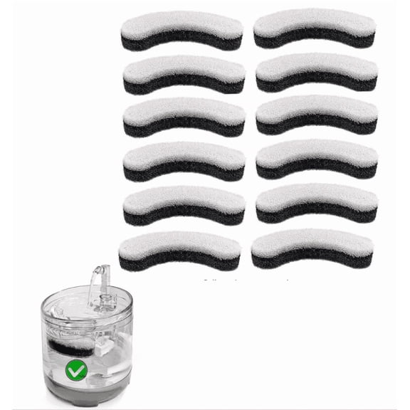 12-Pack cat Water Fountain Filters, Compatible with NPET WF050 & WF100 1.5L cat Water Fountain, Arc-Shaped Washable Transparent Pet Fountain.