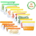 thumbnail image 1 of 12 Pieces Food Pouches Reusable Versatile Storage Bags for Milk, Snacks, Meat, 1 of 7