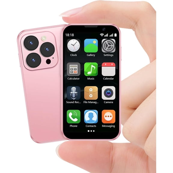 Mini Phone 3G Unlocked Small Smartphone with 2GB 16GB, 3.0" HD Touch Screen,Dual SIM, Pocket Cellphone, Best Gift for Kids, Mini Phone for Kids - Pink