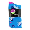 thumbnail image 2 of Peace Love Unicorn Over the Calf Socks (Electric Blue/Neon Pink, Small), 2 of 2