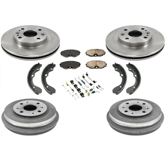 for 93-96 Ford Escort Front Disc Brake Rotors Pads W/ Brake Drums Shoes Springs