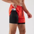 thumbnail image 1 of Pantalones cortos deportivos para hombre, para correr, maratón, atletismo, holgados, de tres puntos, de secado rápido, con forro, anti-running, de doble capa, para fitness, 1 of 6