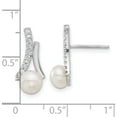 thumbnail image 4 of Sterling Silver Rhodium-Plated Cz/Button 6Mm Fwc Pearl Post Earrings (Width 7.9) (Length 17.5) - Jbsp, 4 of 5