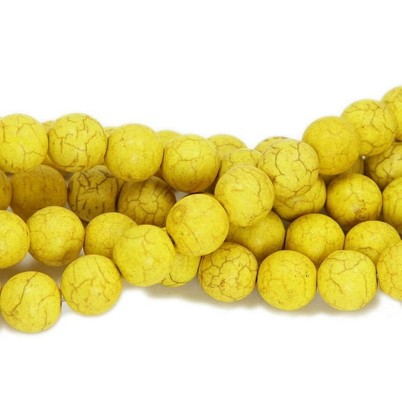 4mm 16 Inch Strand Yellow Howlite Round Beads Genuine Gemstone Natural Jewelry Making