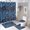 Blue, variant on Bathroom Rugs Sets 4 Piece with Shower Curtain, Floral Pattern Printed on Shower Curtain and Bath Mat Set, Great for Master Bath Beach House Modern Home, 72 x 72 inches