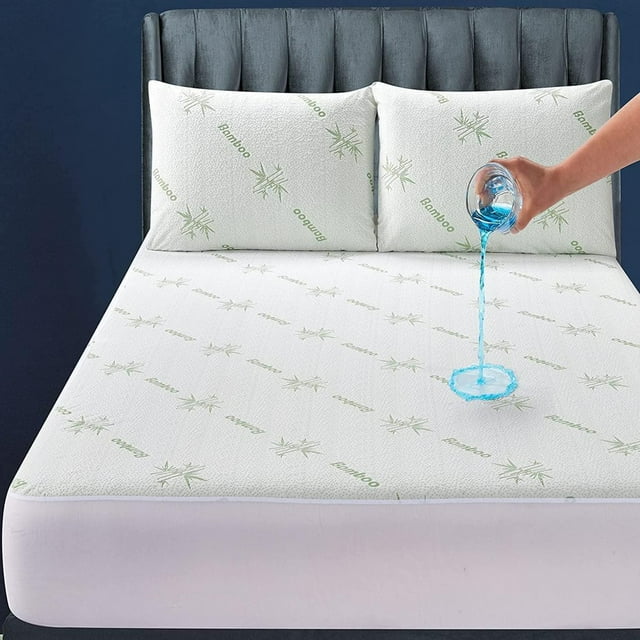 AMERTEERNiagara Sleep Solution Queen Waterproof Mattress Pad Protector Cover Deep Pocket 60x80 Breathable Bed Pillow