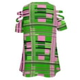 thumbnail image 5 of Plaid Pink & Green Womens Summer V Neck Zipper Top Short Sleeve T Shirt Off Shoulder Top Casual Classy Loose Shirts, 5 of 7