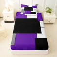 thumbnail image 4 of Castle Fairy Abstract Layered Rectangle Twin Sheets 3pcs,Geometric Square Frame Bedding,Violet Gray Black White,1 Flat Sheet, 1 Fitted Sheet and 1 Pillowcase, 4 of 7