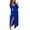 Blue, variant on Women's Slit Surplice Cold Shoulder Maxi Dress with Flowy Silhouette and Stretch 95% Polyester 5% Spandex Fabric