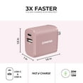thumbnail image 4 of Liquipel Powertek 20W A/C Combo Wall Charger Woven - Pink, 4 of 7