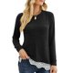 thumbnail image 1 of Blusa de manga larga Ticfox cuello redondo encaje negro S, 1 of 6