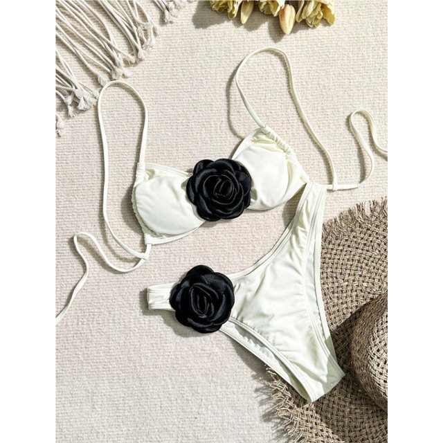 Microbikini Bandeau con realce para mujer, traje de baño con estampado Floral en 3D Sexy, conjunto de Bikini con Tanga para verano, 2024