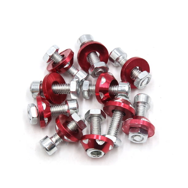 10pcs Red de aleación aluminio decorativo Placa Matrícula perno roscado Accesorio de Motocicleta del coche