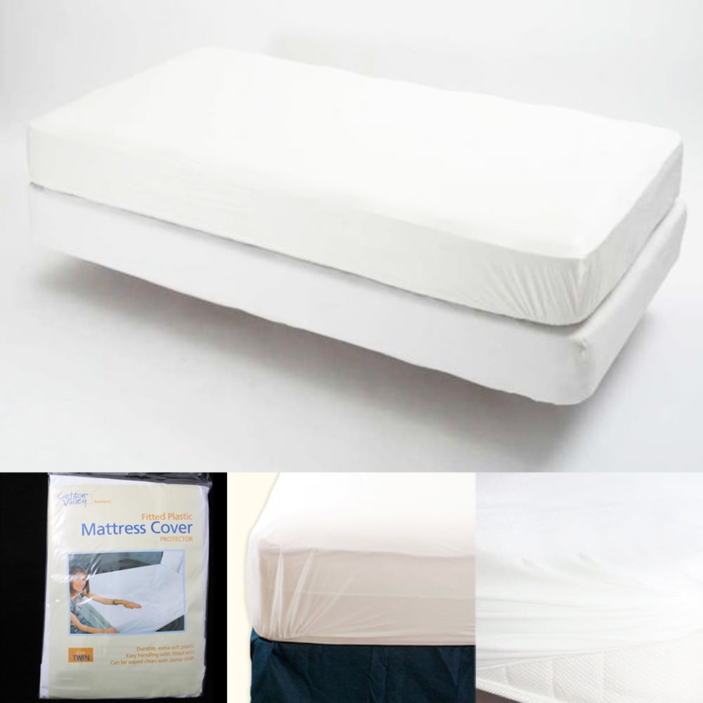 Twin Size Fitted Mattress Cover Vinyl Waterproof Allergy Dust Bug