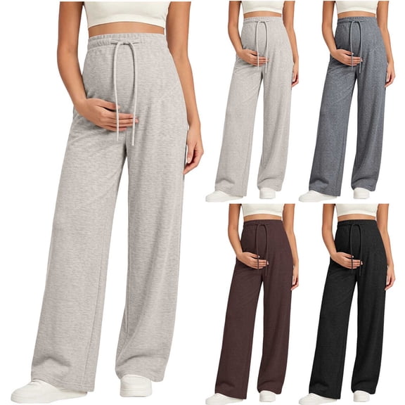 Diufon Maternity Yoga Pants Over The Belly Drawstring Stretchy Loose Pants Pregnancy Soft Comfy Workout Trousers