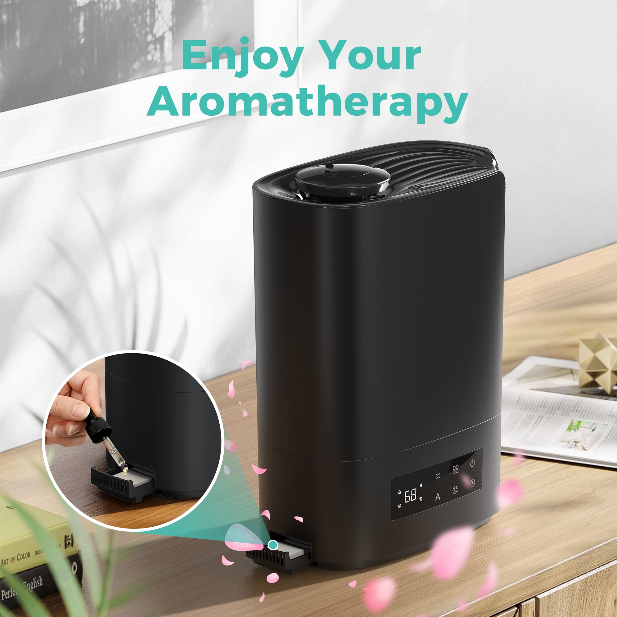 KLOUDIC Top-Fill 6L Cool Mist Large Humidifier for Home Air Vaporizer with Humidistat and Timer