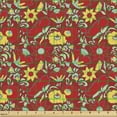 thumbnail image 2 of Ambesonne Floral Fabric by the Yard Upholstery, Folk Art Style Ethnic Petals, 5 Yards, Ruby Mustard Mint Green, 2 of 5