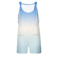 thumbnail image 5 of Abcomgle Girls Overall Shorts 10-12 Casual Sleeveless Cotton Linen Short Jumpsuits Kids Gradient Adjustable Strap Overalls for Girls Summer Clothes with Pockets 9-10 Years,Light Blue, 5 of 5
