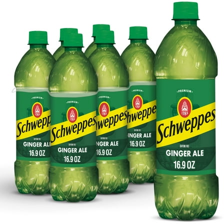 Schweppes Caffeine Free Ginger Ale Soda Pop, 16.9 fl oz, 6 Pack Bottles