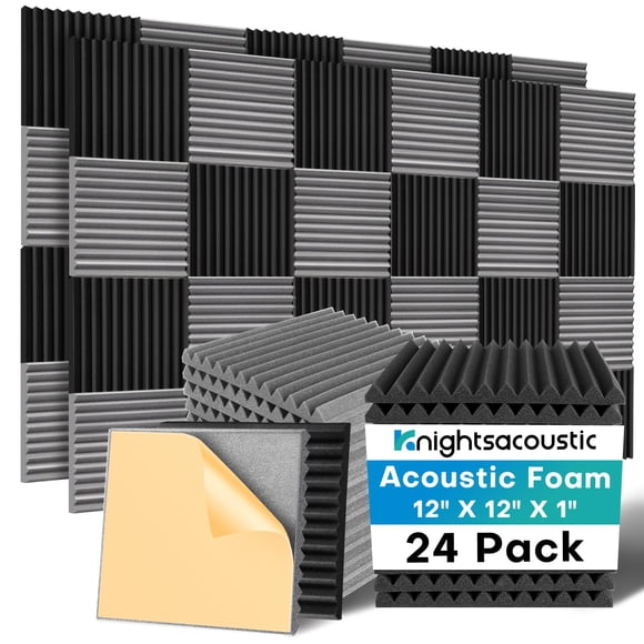 Paneles de espuma insonorizados Knightsacoustic de 12 x 12 x 2,5 cm, paquete de 24