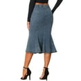 thumbnail image 3 of INSPIRE CHIC Women's Fishtail Skirt for Women's Maxi Denim Distressed Skirt S Gray Blue, 3 of 6