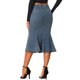thumbnail image 3 of Falda de cola de pez de INSPIRE CHIC para falda maxi de mezclilla desgastada XL azul gris, 3 of 6